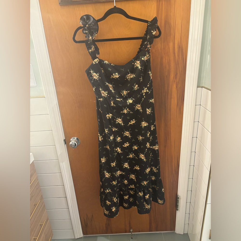 Black Midi Floral Dress